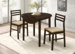 Bucknell 3-Piece Dining Set: Drop Leaf, Cappuccino & Tan - CA