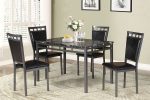 5-Pc Black Dining Set with Faux Marble Table - California