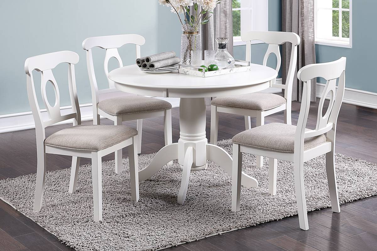 5-Pc White Dining Set in California: Elegant & Modern 5-Pc White Dining Set in California: Elegant & Modern