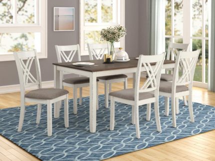 Fortress 7-Pc Dining Set in Chestnut & Vintage White | CA