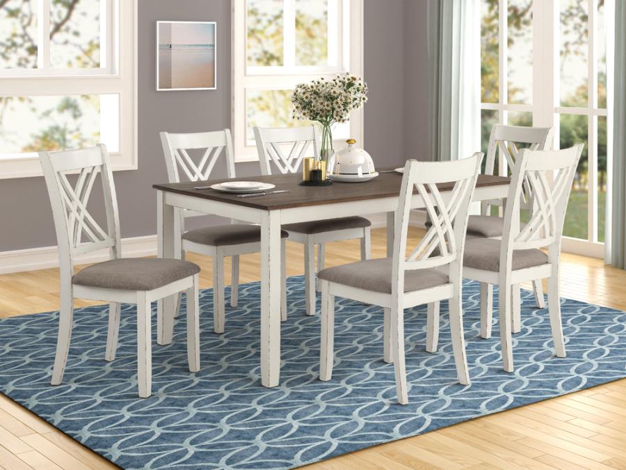 Fortress 7-Pc Dining Set in Chestnut & Vintage White | CA