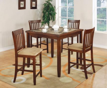 <h6>(COA) </h6><h3>JARDIN 5-PIECE COUNTER HEIGHT DINING SET RED BROWN AND TAN