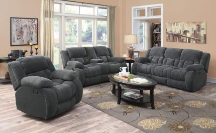 <h6>(COA) </h6><h3> Weissman 3-piece Upholstered Reclining Sofa Set Grey</h6>